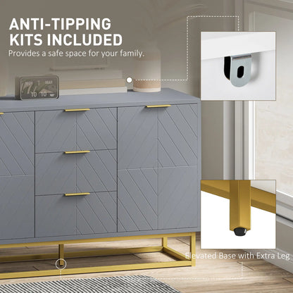 Sideboard Storage Cabinet, 3 Drawers, Adjustable Shelves, Grey Bar Cabinets at Gallery Canada