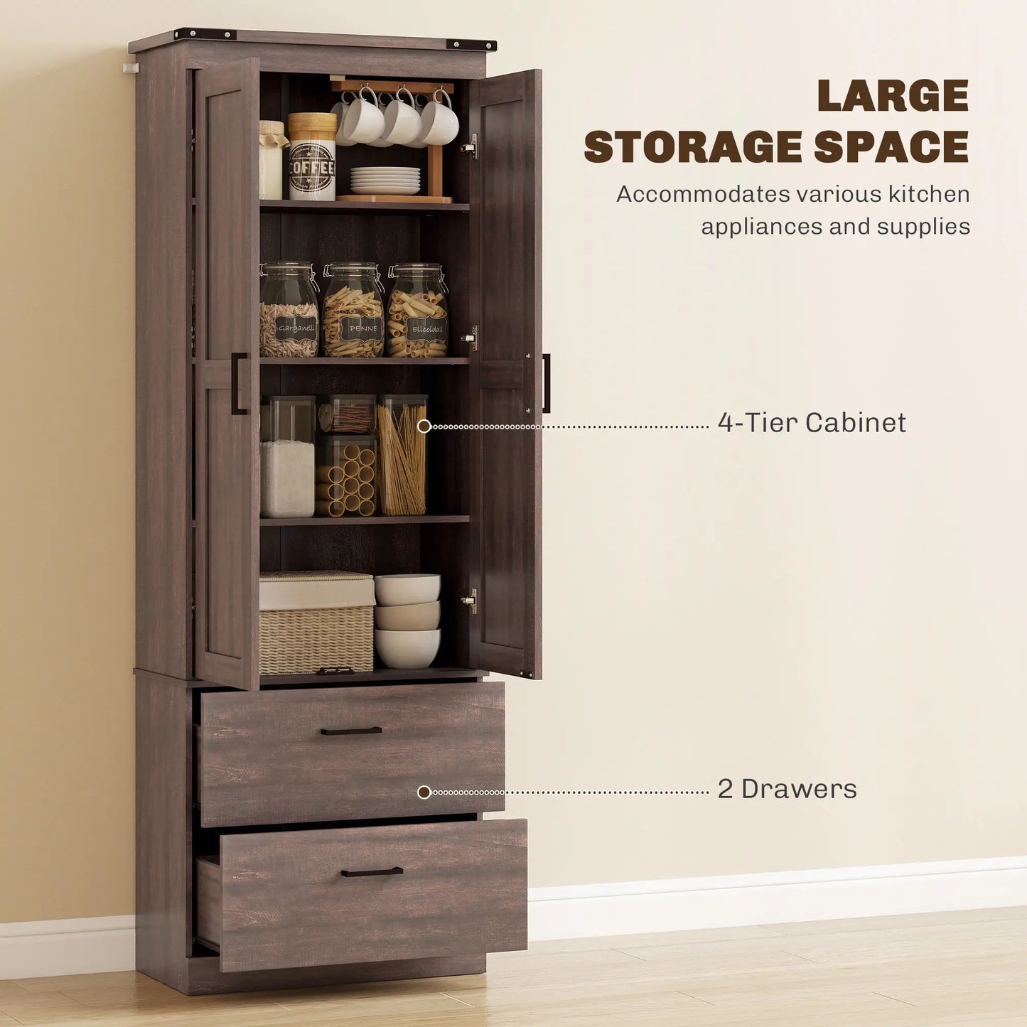 67" Tall Kitchen Pantry Cabinet, Doors, Drawers, Adjustable Shelves Kitchen Pantry Cabinets at Gallery Canada