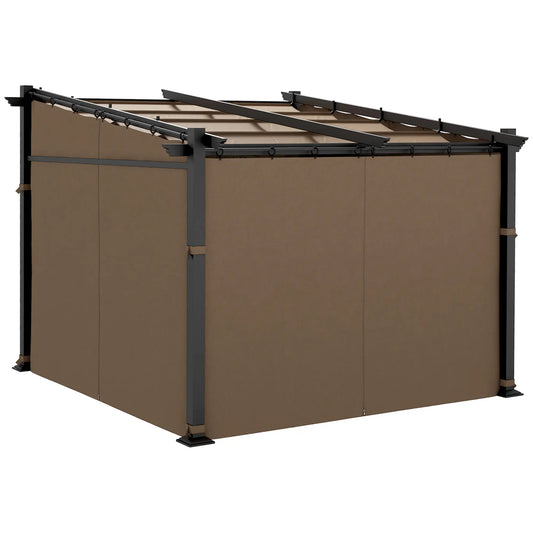 Pergola en métal, Toit coulissant, Rétractable, 10' x 10', Café