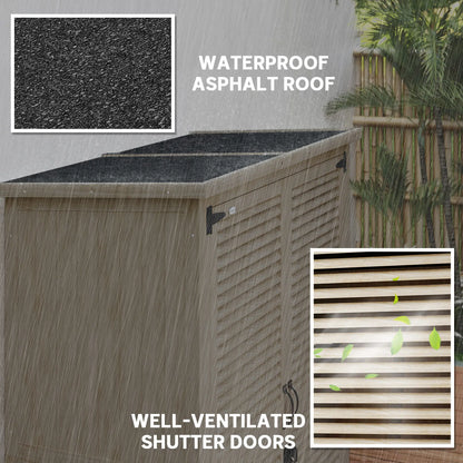Wooden Garden Shed, 50" x 26" x 66", Waterproof Asphalt Roof, Shelves, Natural