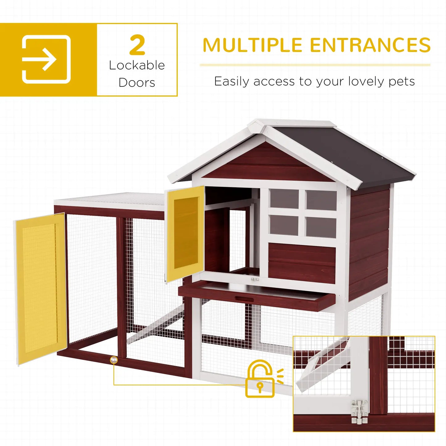 48" Weatherproof Wooden Rabbit Hutch, Bunny Cage, Small Animal House, Brown Rabbit Hutch at Gallery Canada
