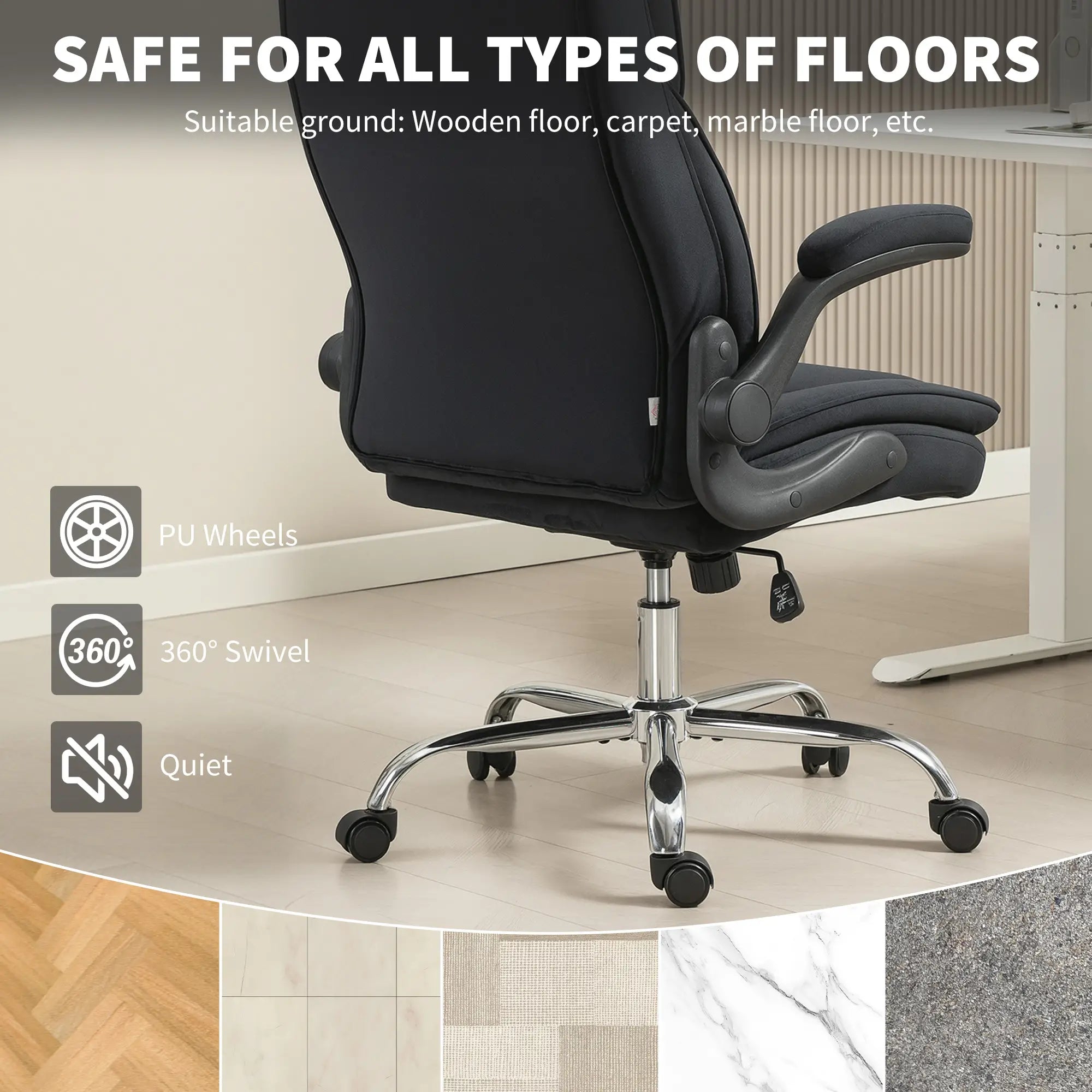 Executive Office Chair, Flip-Up Armrest, Diamond Fabric, Black Executive & Manager Chairs at Gallery Canada