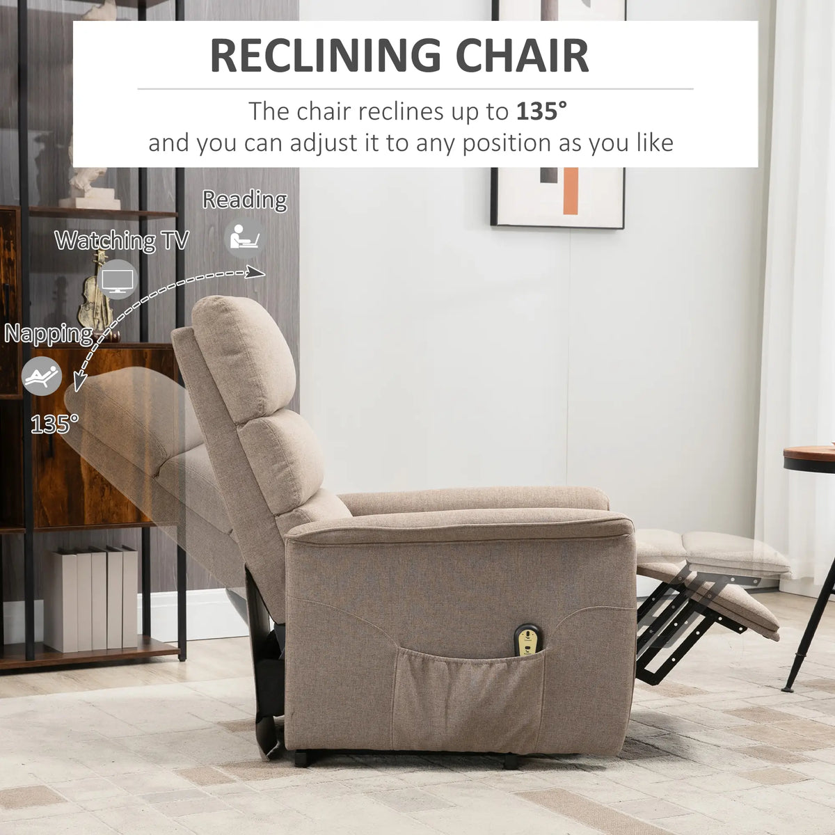 Power Lift Chair Recliner with Remote, Side Pockets, Brown Electric Power Lift Chairs at Gallery Canada