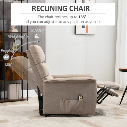 Power Lift Chair Recliner with Remote, Side Pockets, Brown Electric Power Lift Chairs at Gallery Canada