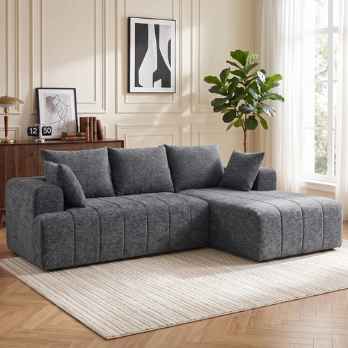 101 Modular Sectional Sofa With Chaise, Cloud Couch, Grey