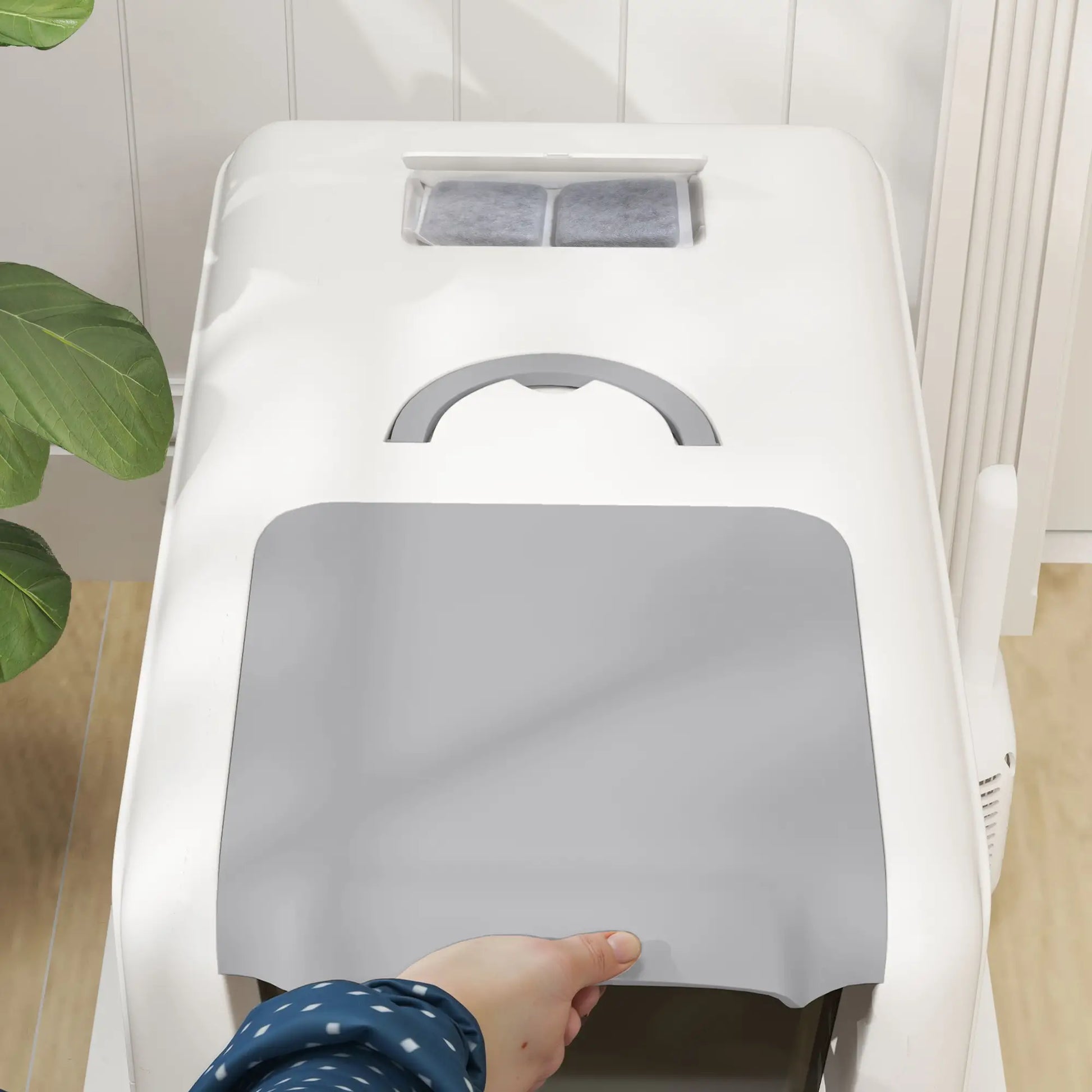 Stainless Steel Cat Litter Box, Removable Lid & Scoop, White Cat Litter Box Enclosures at Gallery Canada