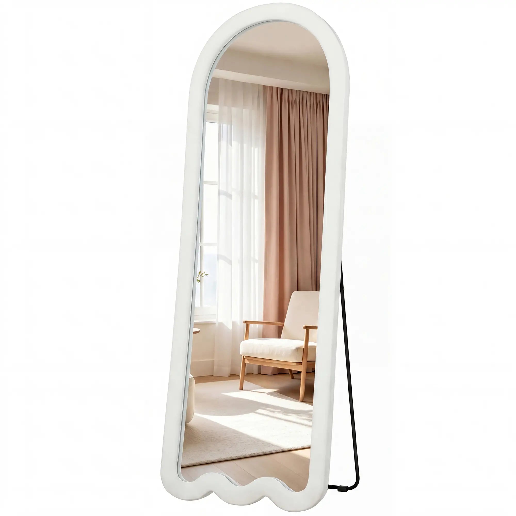Full Length Mirror With Soft Padded Frame, White Full Length Mirrors White at Gallery Canada