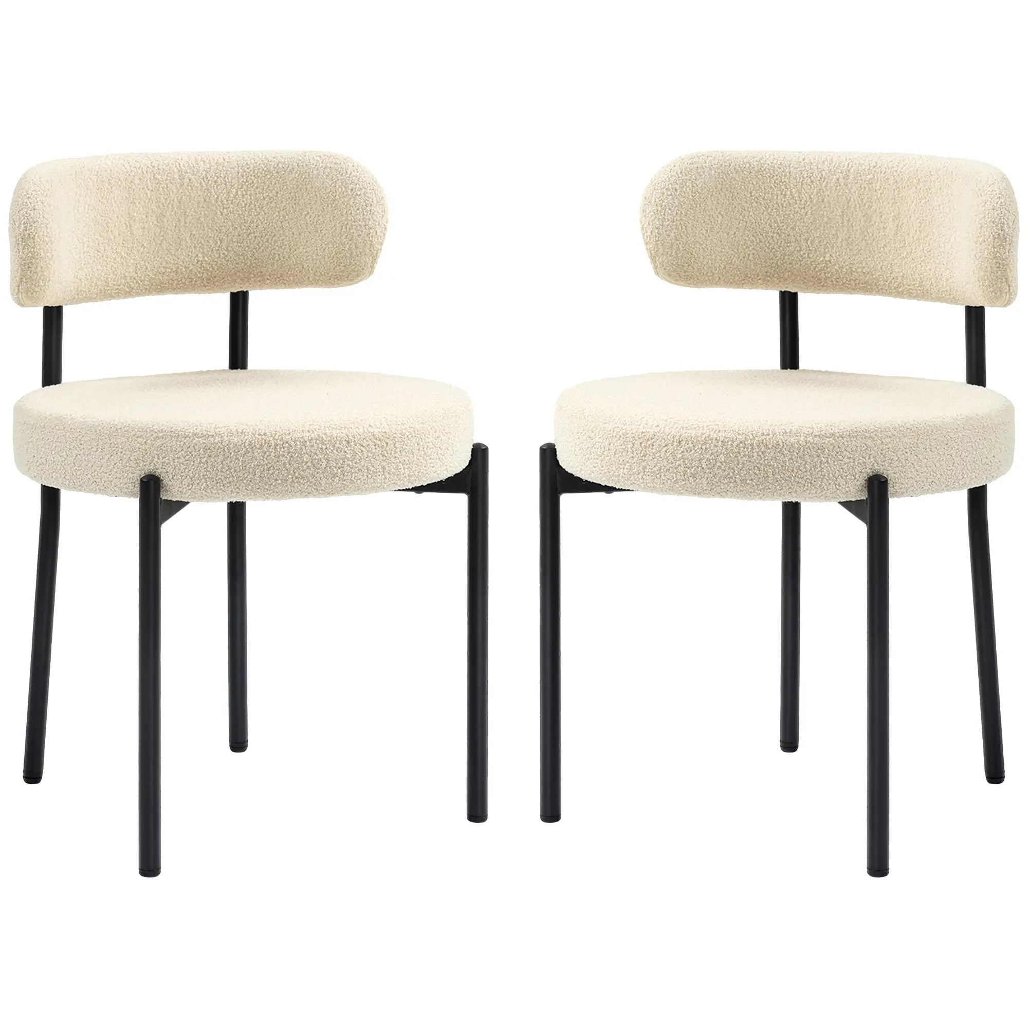 Modern Dining Chairs, Berber Fleece Upholstery, Steel Legs, Beige Dining Chairs Beige at Gallery Canada