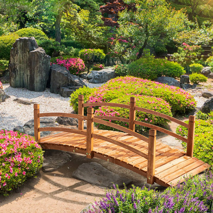 6FT Wooden Garden Bridge, Arc Footbridge with Guardrails, Orange Garden Bridges at Gallery Canada