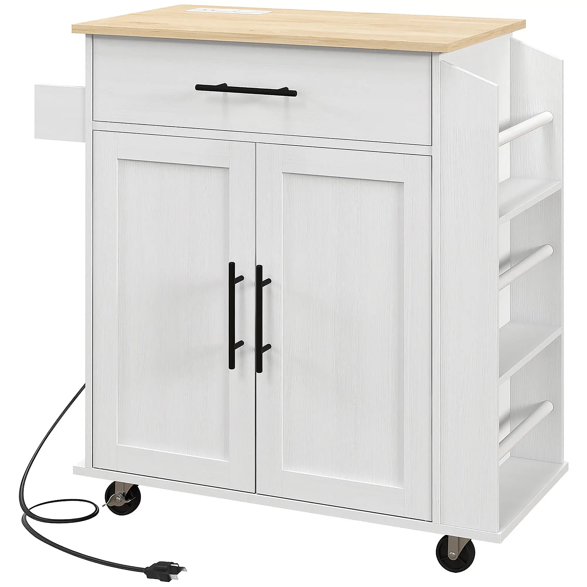 Rolling Kitchen Island with Wheels, Power Outlets, Drawer, Doors Kitchen Islands & Kitchen Carts at Gallery Canada