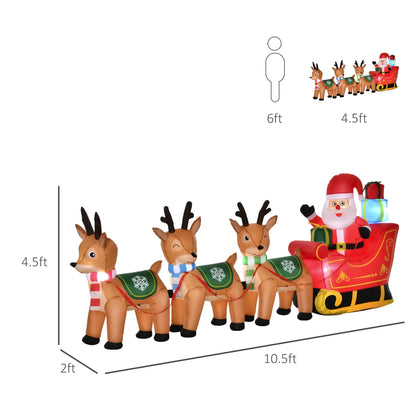4.5ft Inflatable Santa Claus on Sleigh with 3 Deer, LED Lights Christmas Inflatables at Gallery Canada