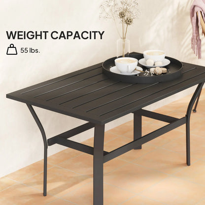 Outdoor Side Table, Slatted Tabletop, Metal Patio Coffee Table, Black Patio Side Tables at Gallery Canada