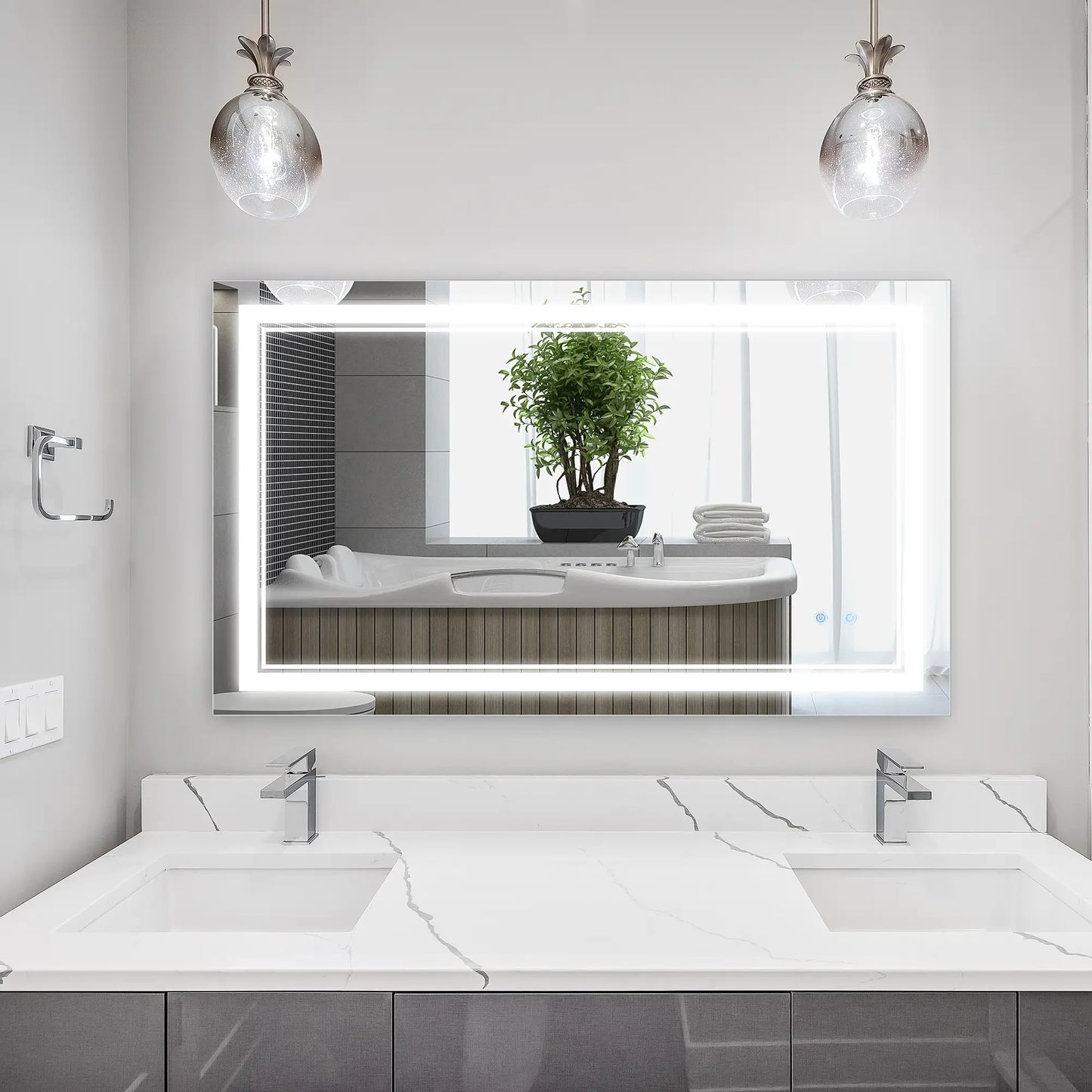 40" x 24" LED Bathroom Mirror, Dimmable, 3 Color, Touch Control, Color Wall Mirrors at Gallery Canada
