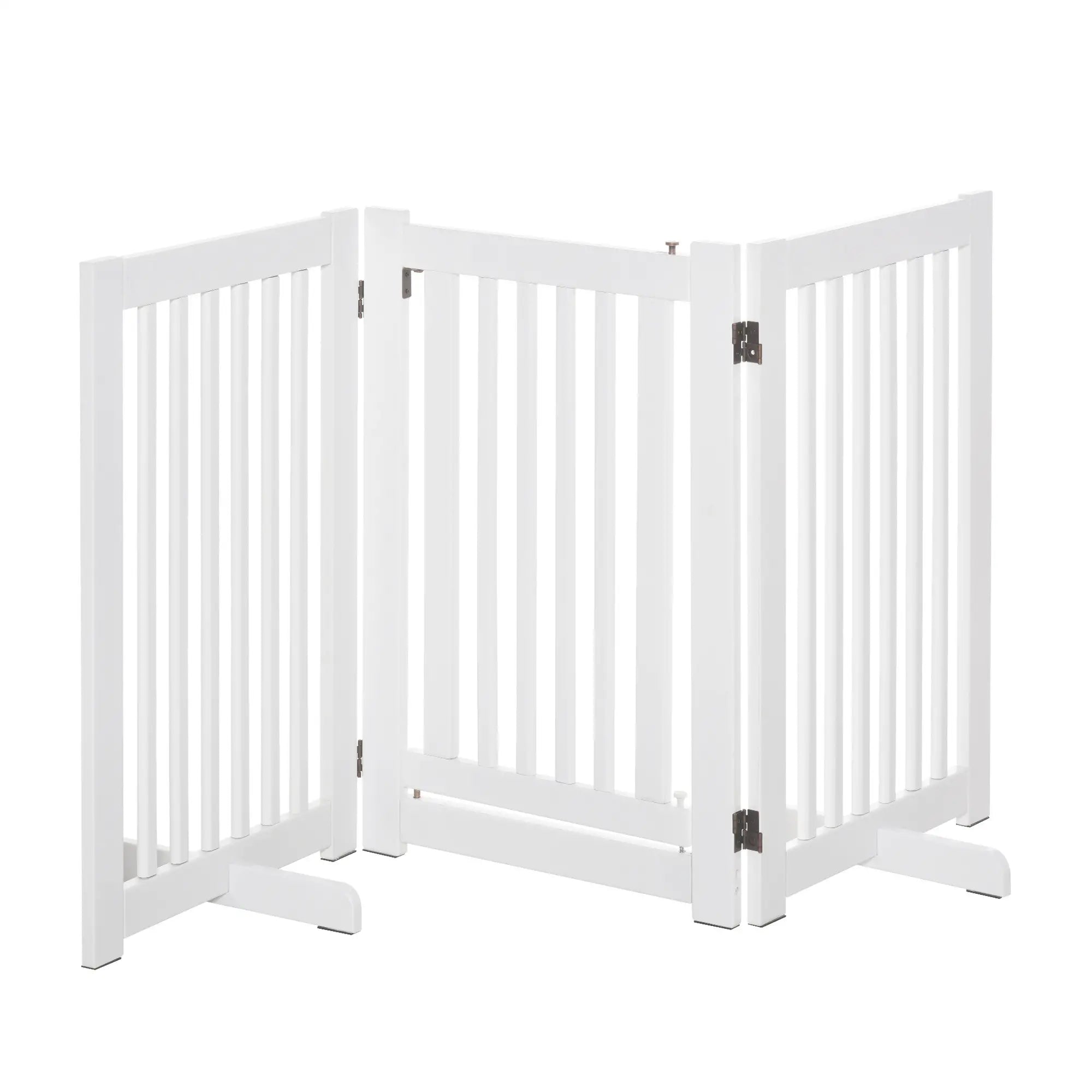 Wood Pet Gate, 3 Panel Folding, Indoor Dog Barrier, Z Shape Doorway Houses, Kennels & Pens White at Gallery Canada