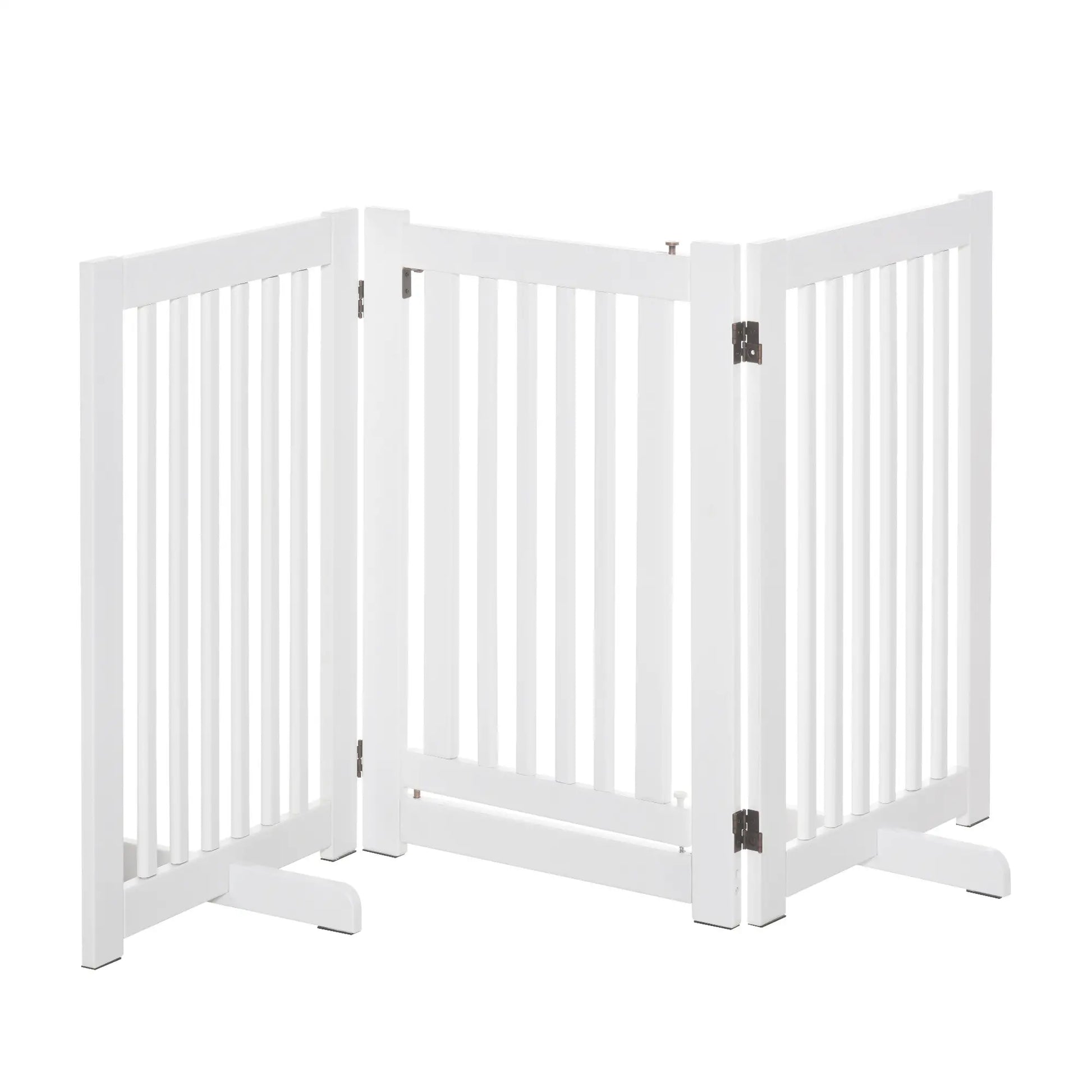 Wood Pet Gate, 3 Panel Folding, Indoor Dog Barrier, Z Shape Doorway Houses, Kennels & Pens White at Gallery Canada