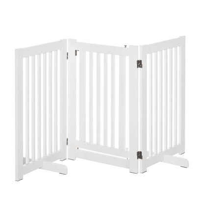 Wood Pet Gate, 3 Panel Folding, Indoor Dog Barrier, Z Shape Doorway Houses, Kennels & Pens White at Gallery Canada