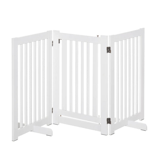 Wood Pet Gate, 3 Panel Folding, Indoor Dog Barrier, Z Shape Doorway Houses, Kennels & Pens White at Gallery Canada