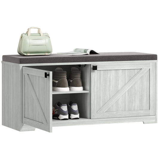 Shoe Storage Bench, Padded Seat, Holds 352 lb, 8 Pairs, Light Grey Shoe Storage Cabinets & Racks Charcoal Grey, Light Grey at Gallery Canada