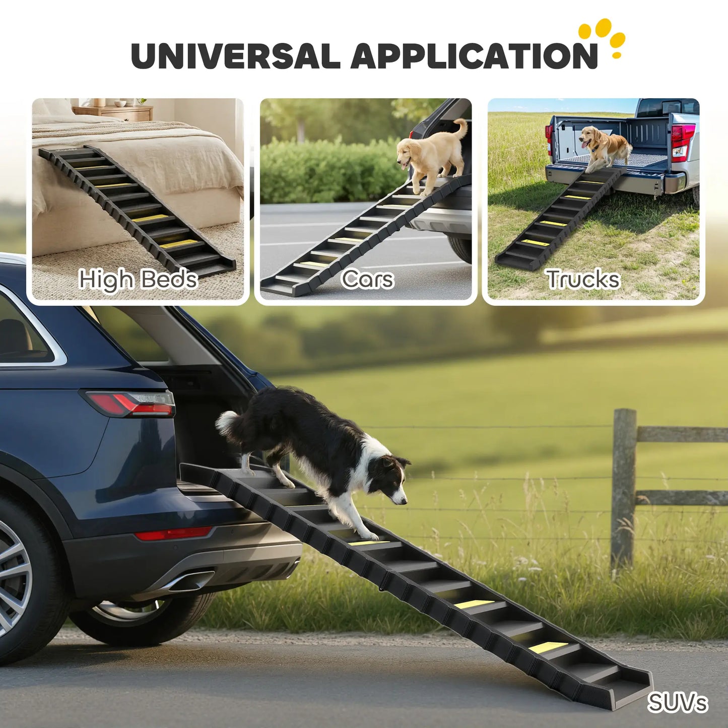 Foldable Dog Ramp With Anti-Slip Steps, Pet Stairs For Senior Pets, Black Dog Stairs at Gallery Canada