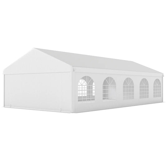16'x32' Heavy Duty Party Tent, Portable Garage Canopy, White Canopy Tents White at Gallery Canada
