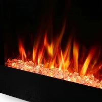 Electric Fireplace 60", Recessed Wall Mounted, Freestanding, Black