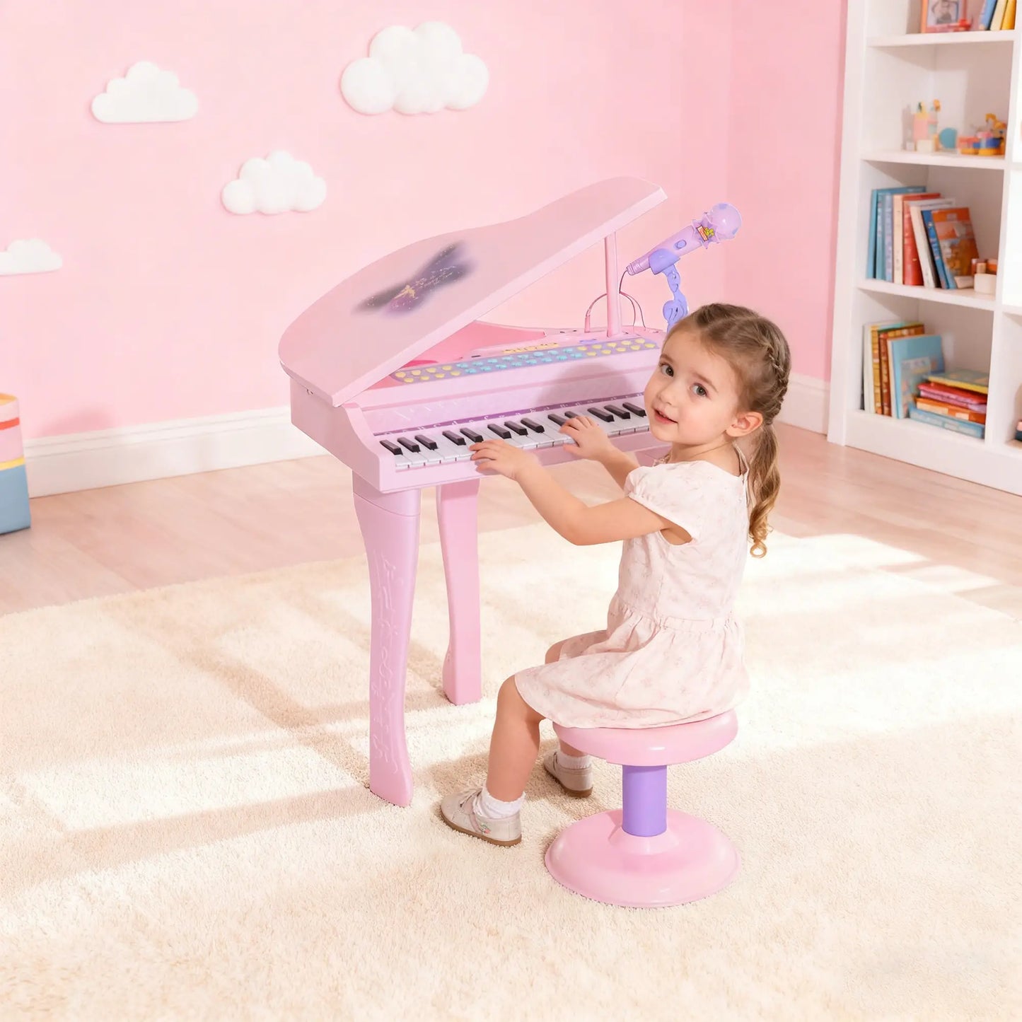 Mini Electronic Piano, 37 Key Keyboard, Kids Toy with Microphone, Pink Electronic Musical Pianos at Gallery Canada