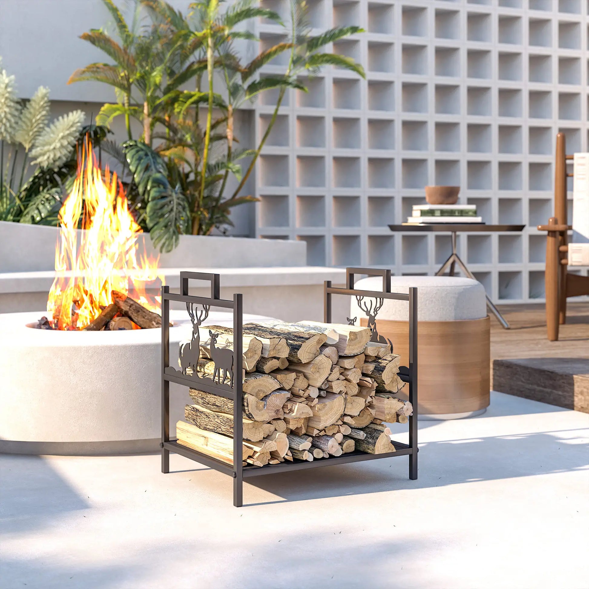 Heavy Duty Log Stand, Firewood Rack Outdoor, Black Firewood Racks at Gallery Canada