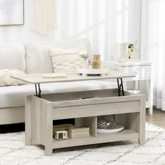 Lift Top Coffee Table, Hidden Storage, Open Shelves, Oak Effect Coffee Tables Oak at Gallery Canada