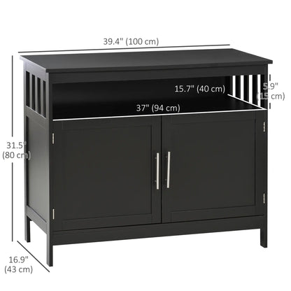 Kitchen Sideboard, Wooden Storage Cabinet, 2-Level Shelf, Black Bar Cabinets at Gallery Canada
