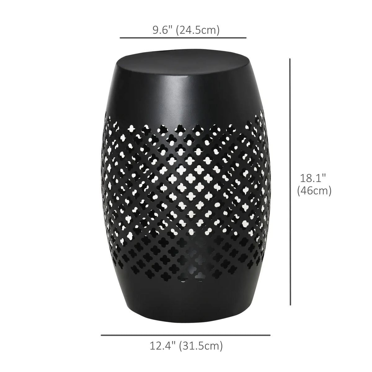 12" Steel Patio End Table, Round Hollow Drum Side, Black Patio Side Tables at Gallery Canada