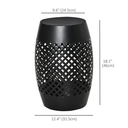 12" Steel Patio End Table, Round Hollow Drum Side, Black Patio Side Tables at Gallery Canada