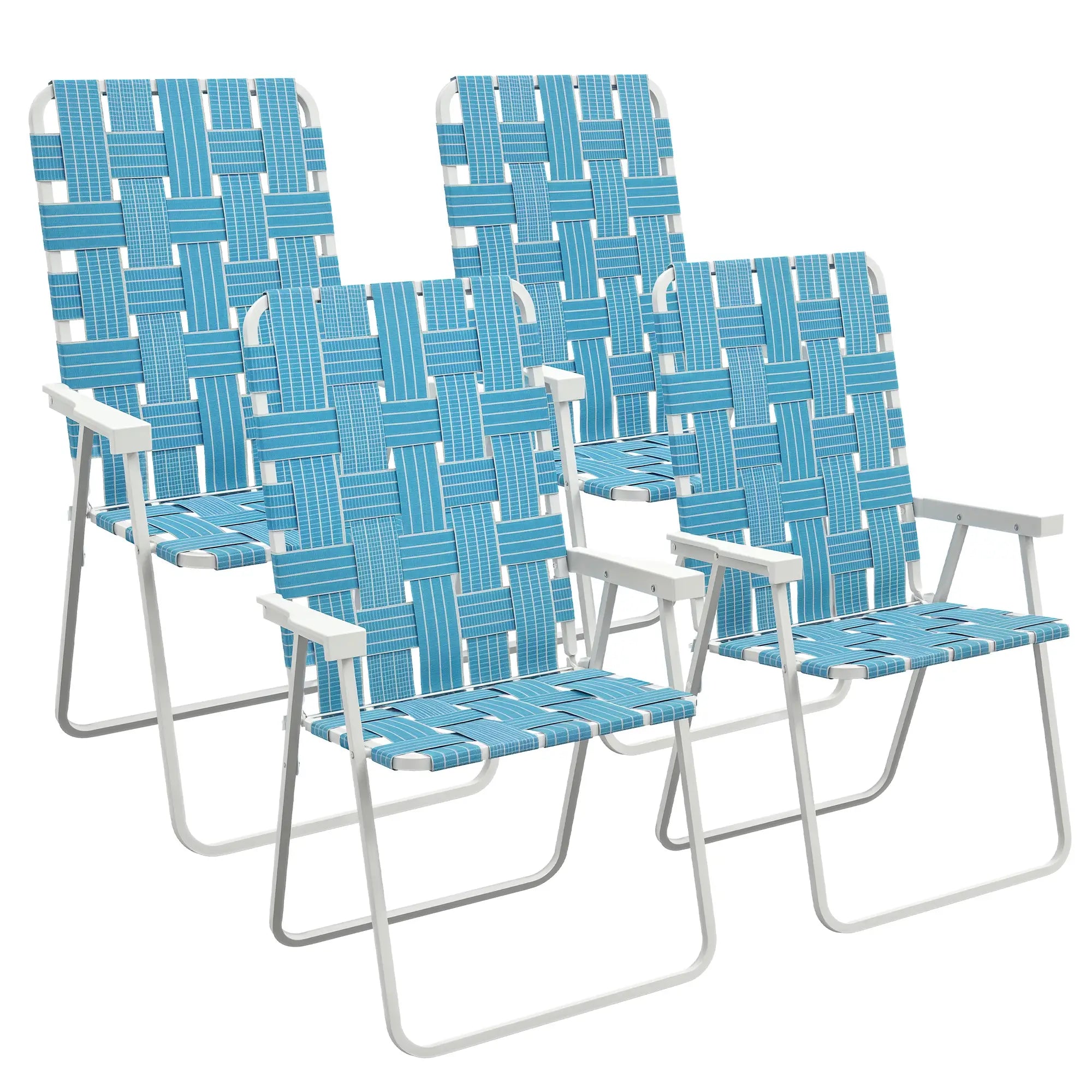 Set of 4 Folding Patio Chairs, Portable with Armrests, Blue Patio Chairs at Gallery Canada