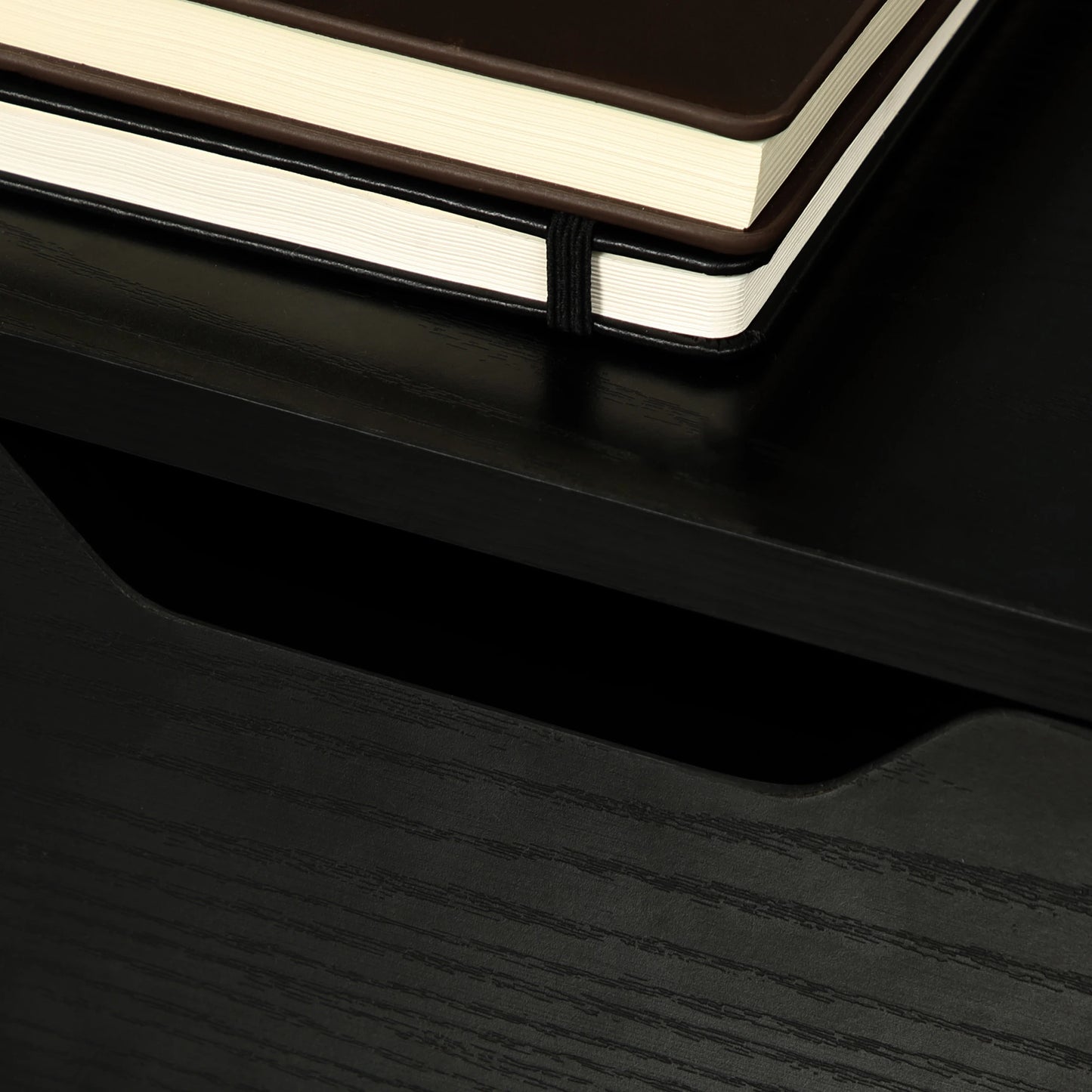 3 Drawer Vertical Filing Cabinet, Mobile Under Desk Storage, Wood Grain, Black Office Cabinets & Cupboards at Gallery Canada