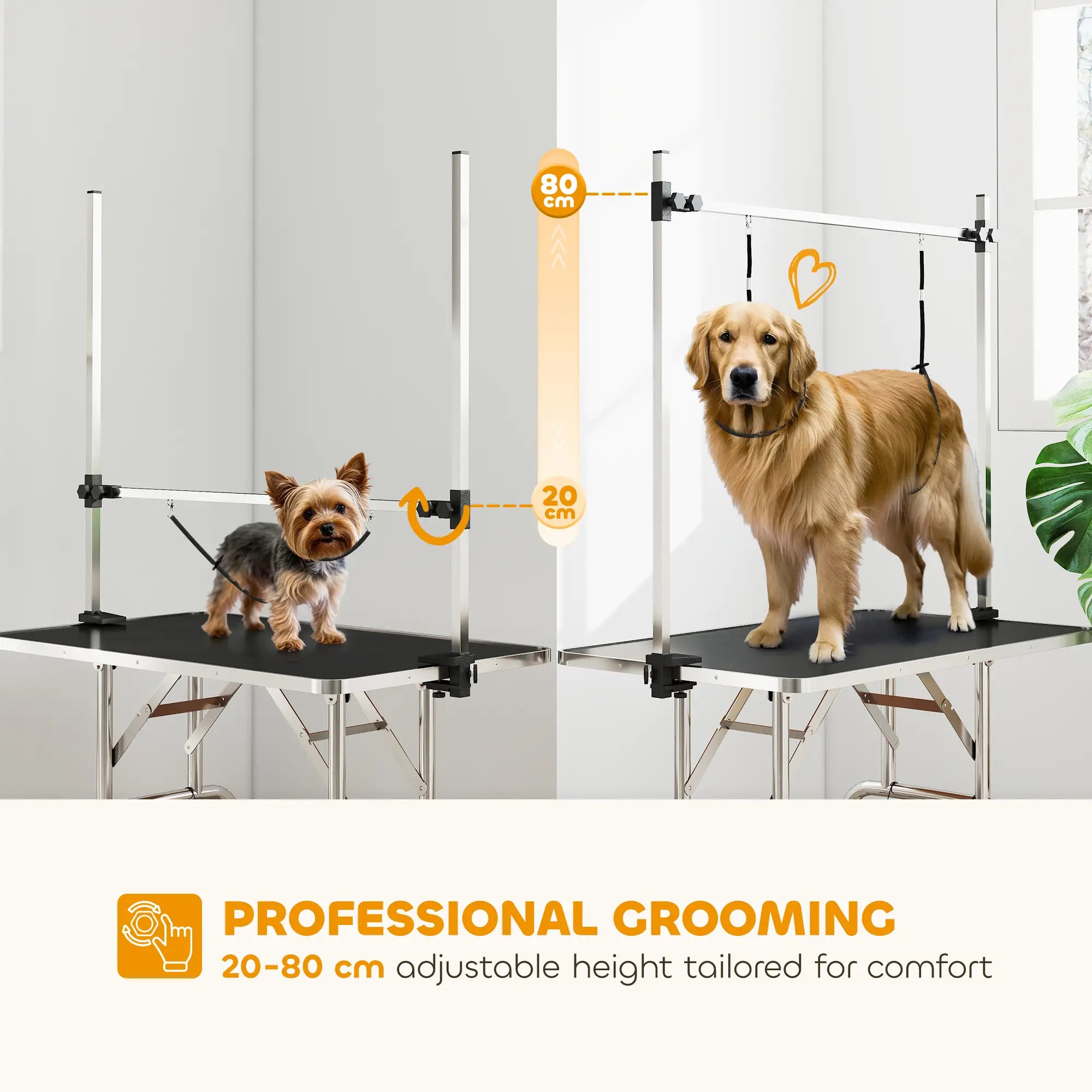 Adjustable Dog Grooming Table, 2 Safety Slings, Storage Basket, Black Dog Grooming Tables at Gallery Canada