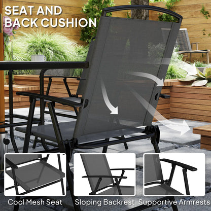5-Piece Outdoor Dining Set, Glass Top Table, 4 Mesh Chairs, Grey Outdoor Dining Sets at Gallery Canada