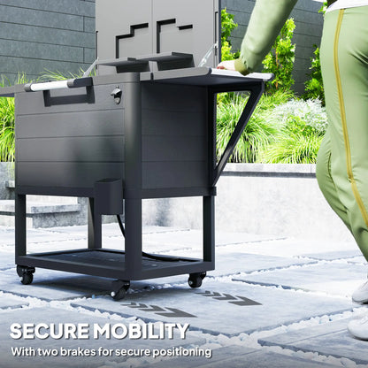 104 Quart Large Capacity Outdoor Cooler Cart, Patio Rolling Ice Chest, Black Cooler Boxes at Gallery Canada