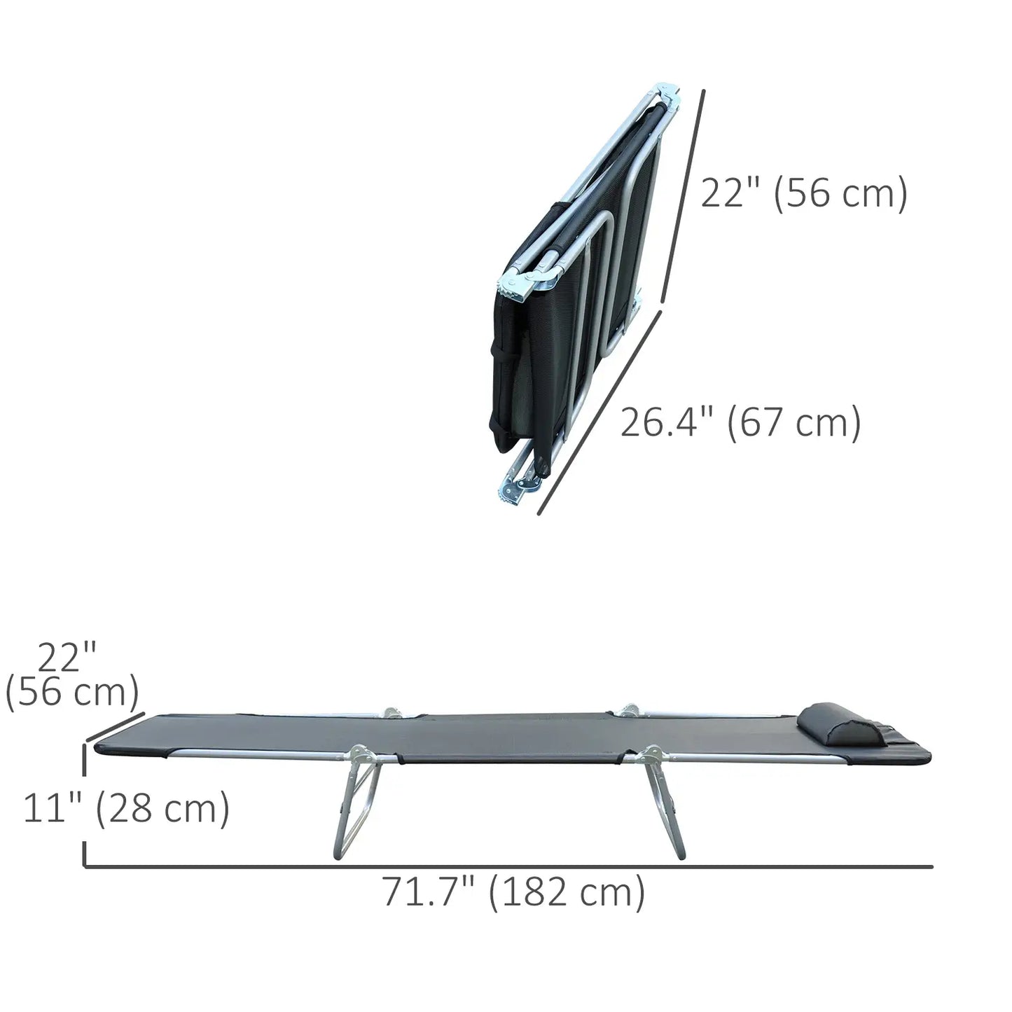Portable Adjustable Reclining Lounge Chair, Folding Chaise, Black Lounger Chairs at Gallery Canada