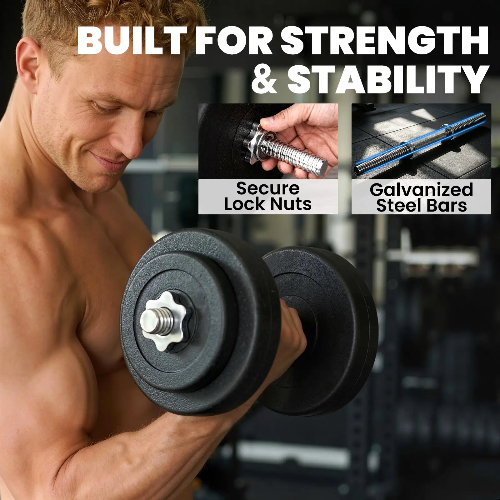 Adjustable 2 x 55lbs Dumbbell Set, Weight Training, Home Gym, Black Dumbbells & Barbells at Gallery Canada
