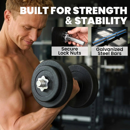 Adjustable 2 x 55lbs Dumbbell Set, Weight Training, Home Gym, Black Dumbbells & Barbells at Gallery Canada
