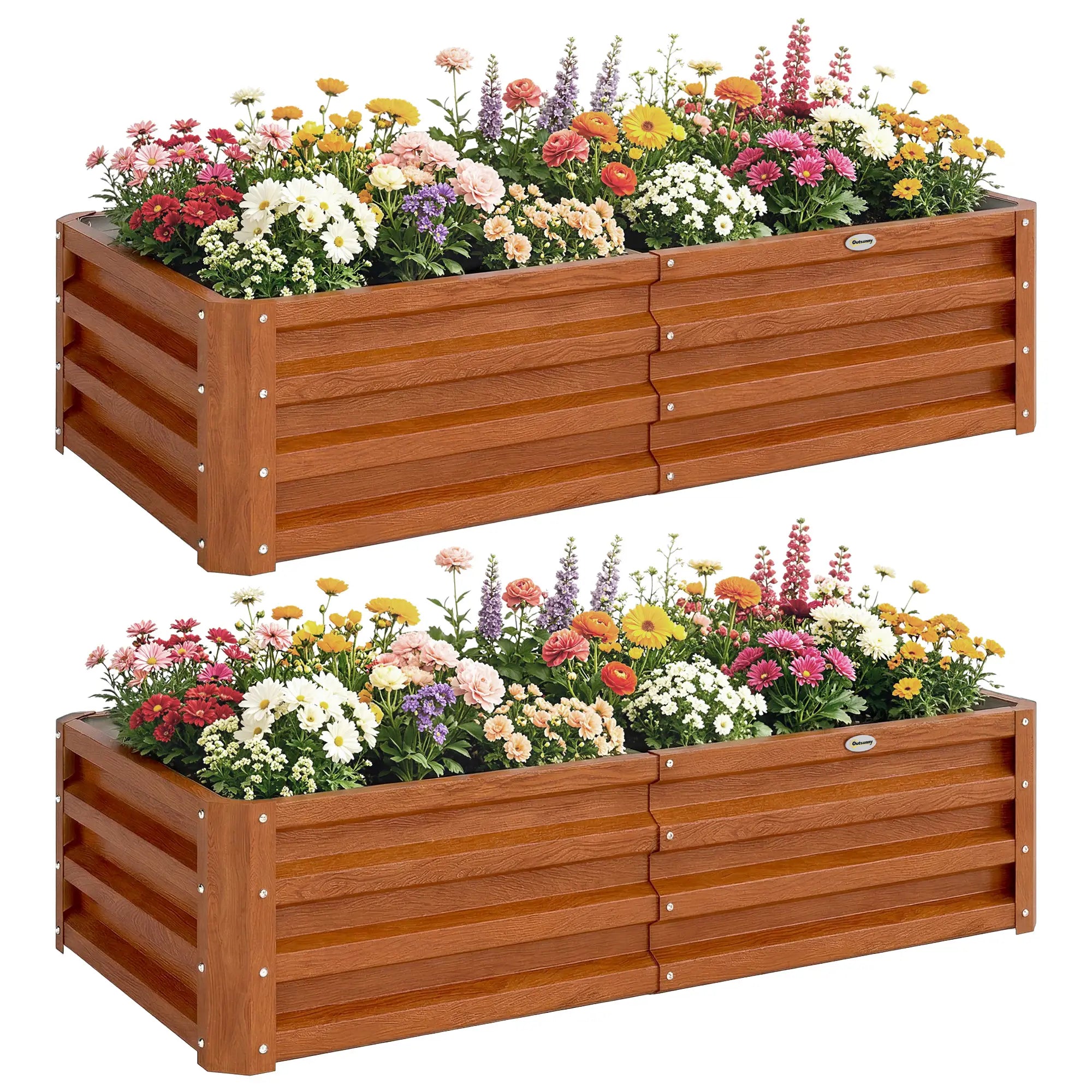 4' x 2' x 1' Raised Garden Bed, Set of 2, Galvanized Planter Box, Dark Brown Galvanized Planter Boxes at Gallery Canada