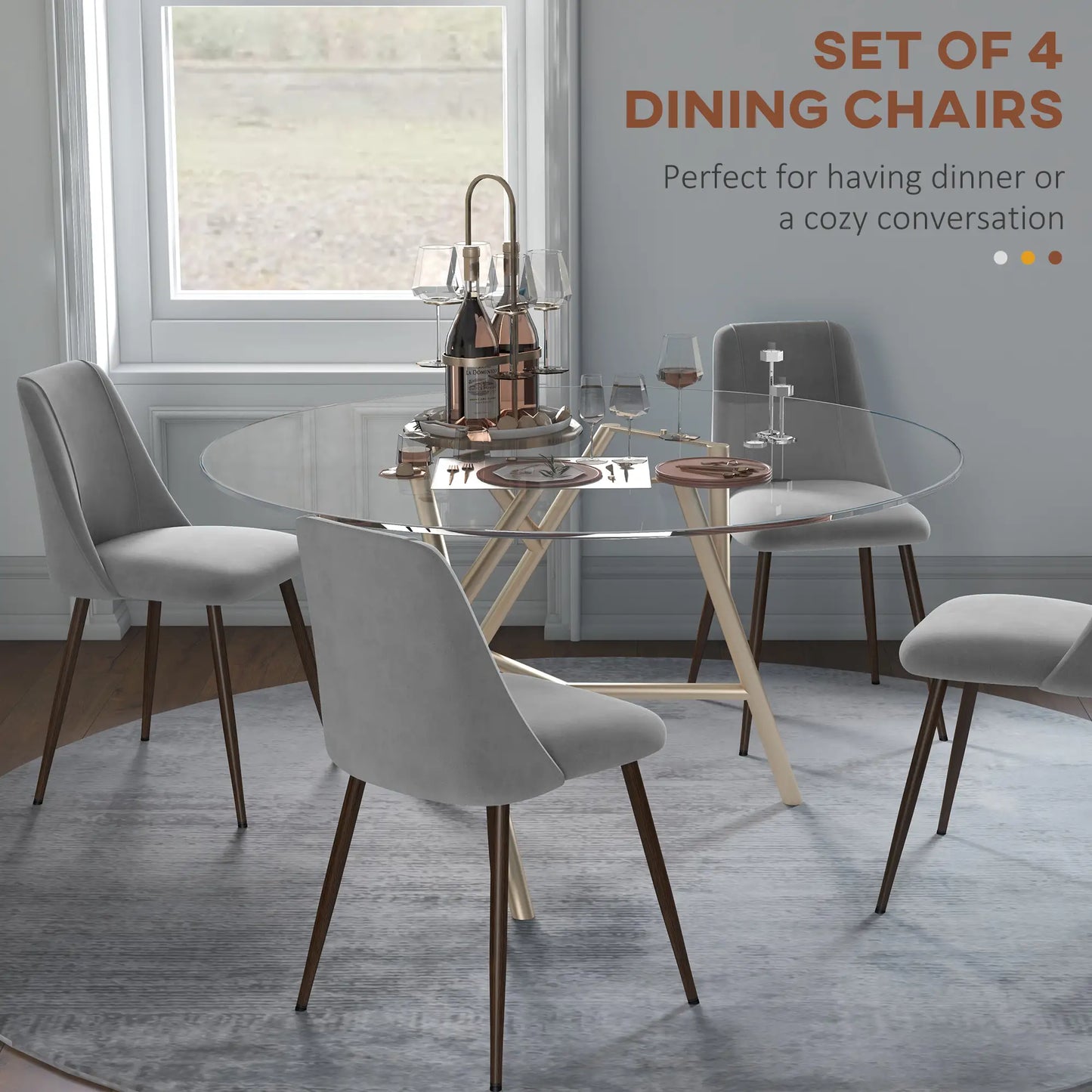 Upholstered Dining Chairs Set of 4, Velvet Accent, Grey Bar Stools at Gallery Canada
