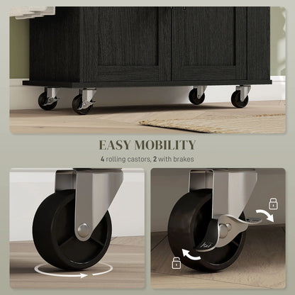 Rolling Island with Wheels for Kitchen, Kitchen Island on Rollers with Power Outlets, Drawer and Doors Kitchen Islands & Kitchen Carts at Gallery Canada