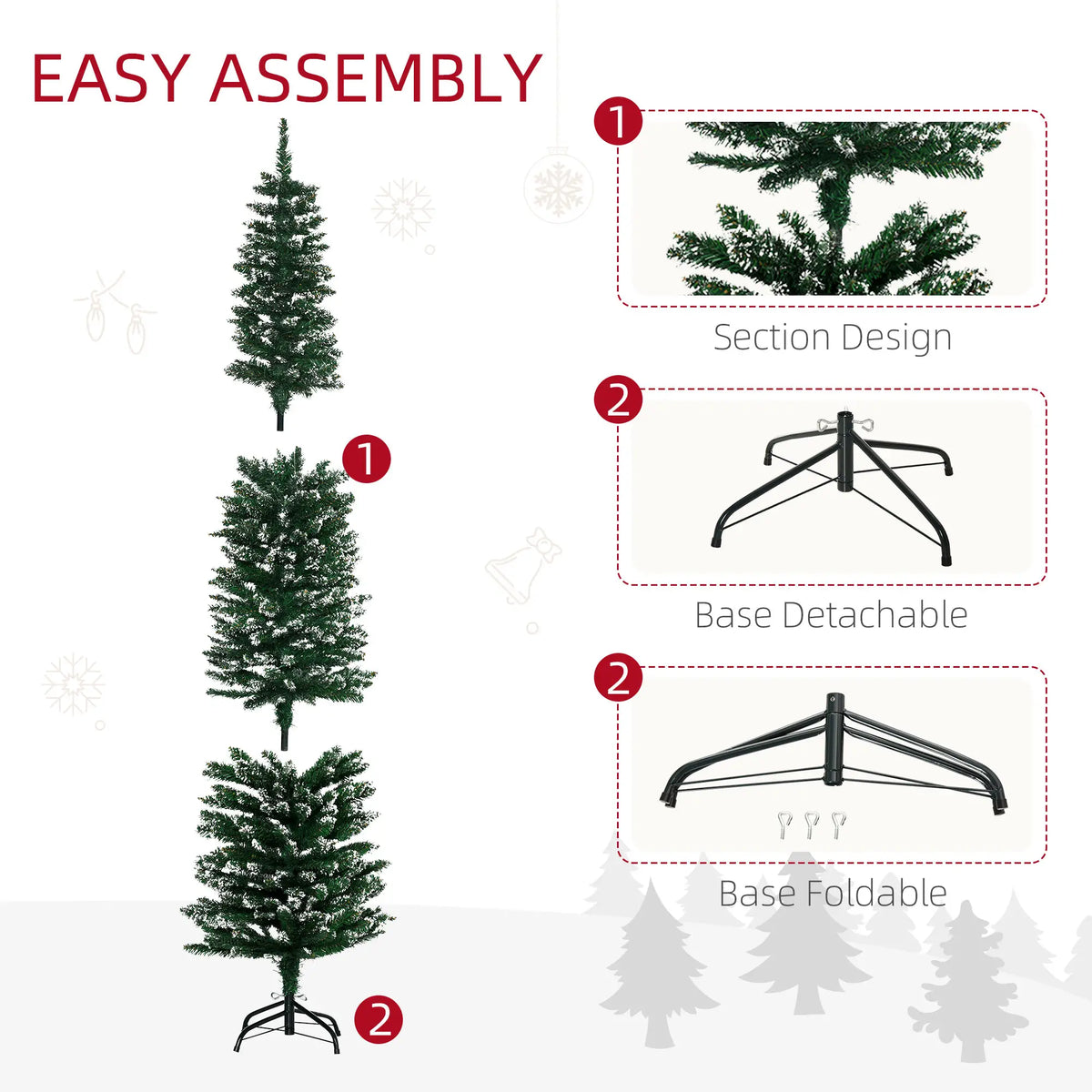 6FT Artificial Snow Dipped Christmas Tree, Foldable Stand, Green Artificial Christmas Trees at Gallery Canada