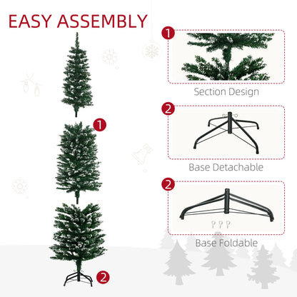6FT Artificial Snow Dipped Christmas Tree, Foldable Stand, Green Artificial Christmas Trees at Gallery Canada