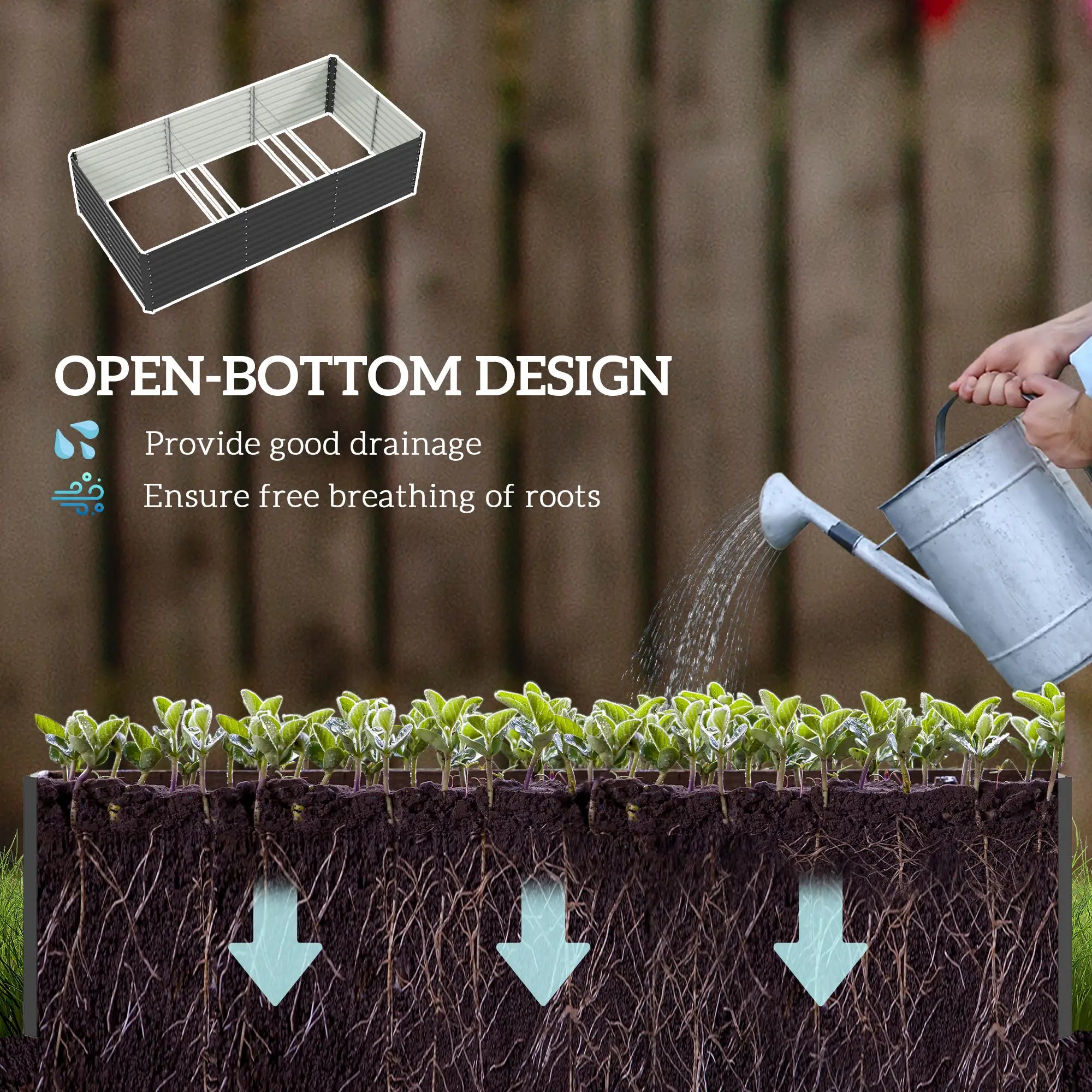 8' x 4' x 2' Raised Garden Bed, Galvanized Planter Box, Dark Grey Raised Garden Beds at Gallery Canada