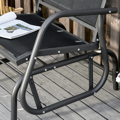 Patio Glider, Breathable Mesh Seat, Metal Frame, Black Outdoor Gliders at Gallery Canada