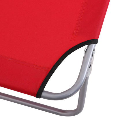 Adjustable Folding Chaise Lounge, Outdoor Tanning Chair with Sun Shade, Red Lounger Chairs at Gallery Canada