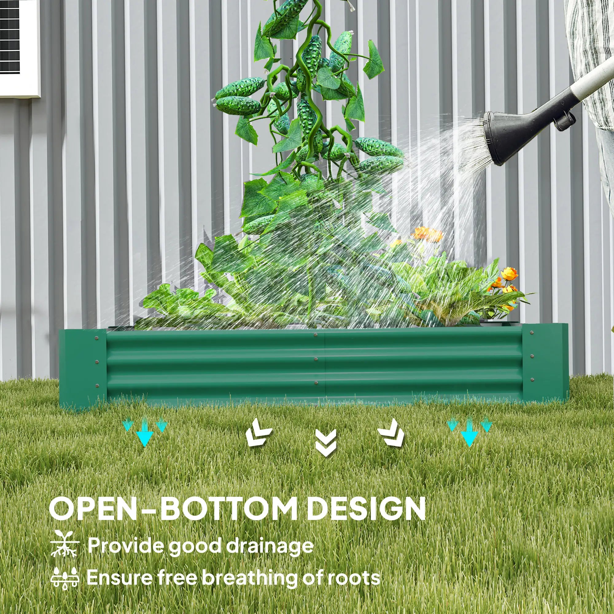 6 x 3 x 1ft Galvanized Raised Garden Bed, Reinforced Outdoor Planter Box, Green Galvanized Planter Boxes at Gallery Canada