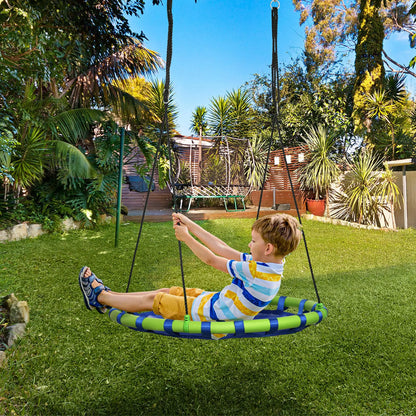 40 Inch Saucer Tree Swing, Adjustable Ropes, Steel Frame, 330lbs Capacity, Blue Gym Sets & Swings at Gallery Canada