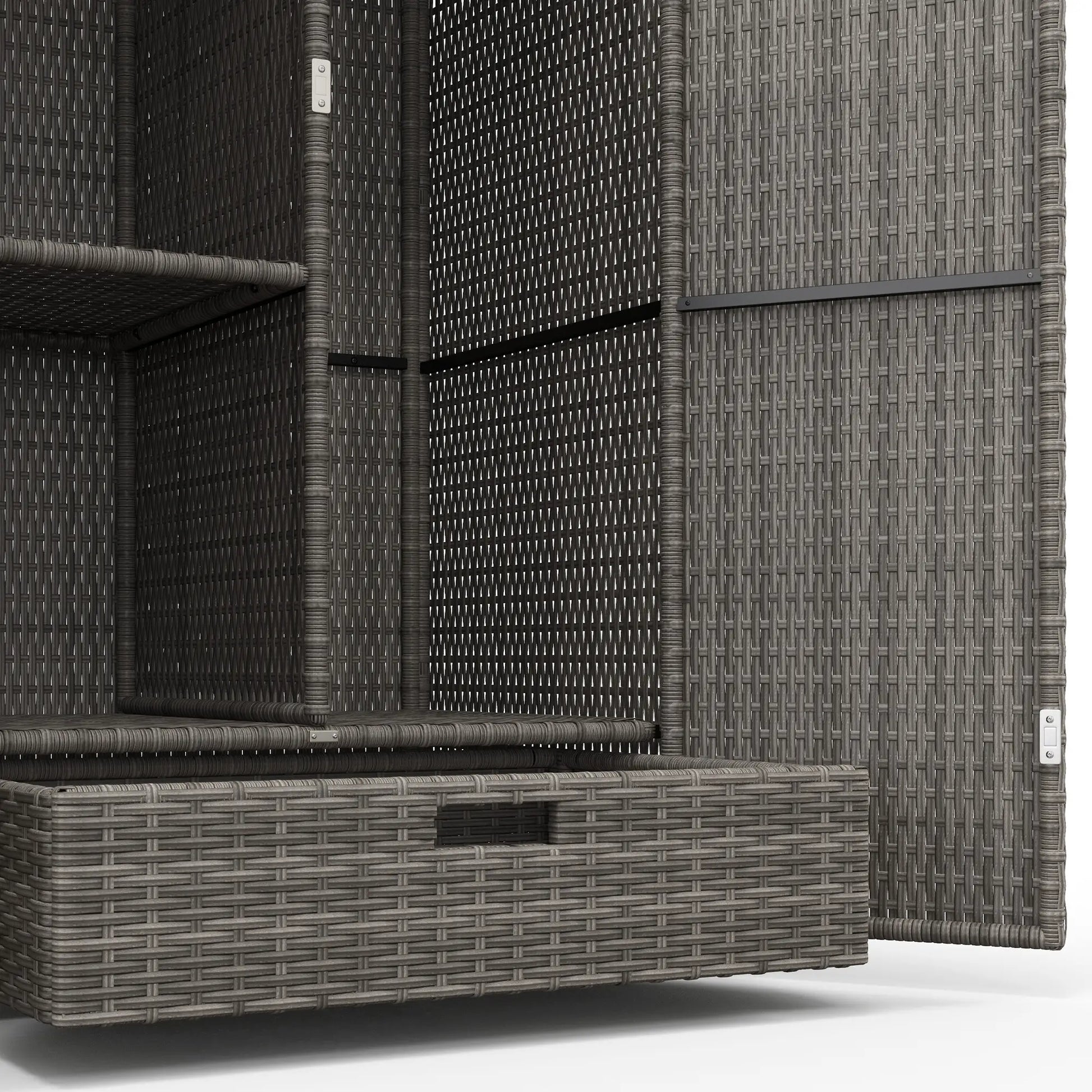Wicker Outdoor Storage Cabinet, 2-Door Rattan, Dark Grey Patio Storage Boxes at Gallery Canada